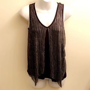 Black tank with sparkly silver overlay. Size XS